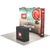 10ft Perfect-Pop Curved trade show booth paired with podium in a slight left-angled layout on light flooring