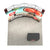 Overhead angled view showing the 10ft Perfect-Pop Curved backdrop and podium arranged on tile flooring