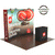 10ft Perfect-Pop Curved display and podium shown in angled booth setup with reversible light and dark flooring option indicated