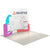 Angled booth layout featuring the 10ft QuickZip Curved backdrop displayed on light trade show flooring