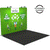 Angled booth scene showing the 10ft QuickZip Straight display with podium on black and grey eversible carpet tile flooring