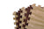 Close-up view of reversible wood tiles highlighting varied wood grain patterns in light and dark oak finishes