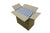 Reversible wood tiles packaged inside an open shipping box, showing protective stacking for delivery